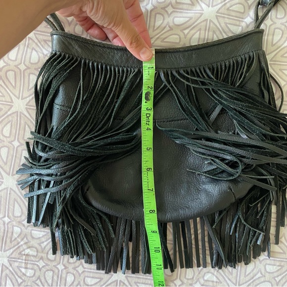 McFadin black leather fringe crossbody purse - Picture 6 of 9